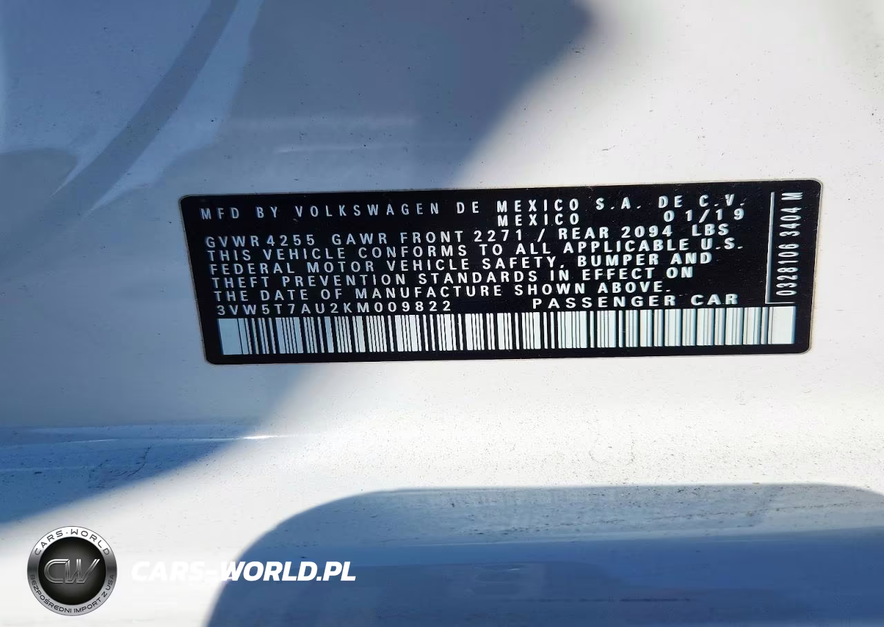 2019 Volkswagen Gti S VIN:3VW5T7AU2KM009822 - 12