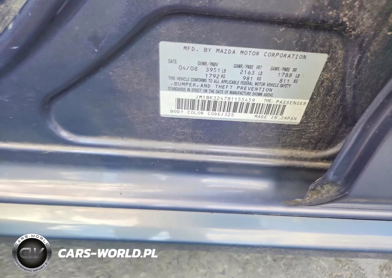 2008 Mazda 3 S VIN:JM1BK324781155459 - 12