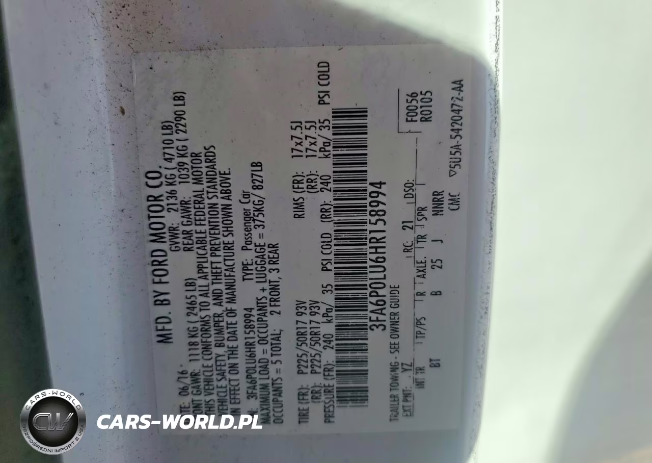 2017 Ford Fusion Se Hybrid VIN:3FA6P0LU6HR158994 - 12