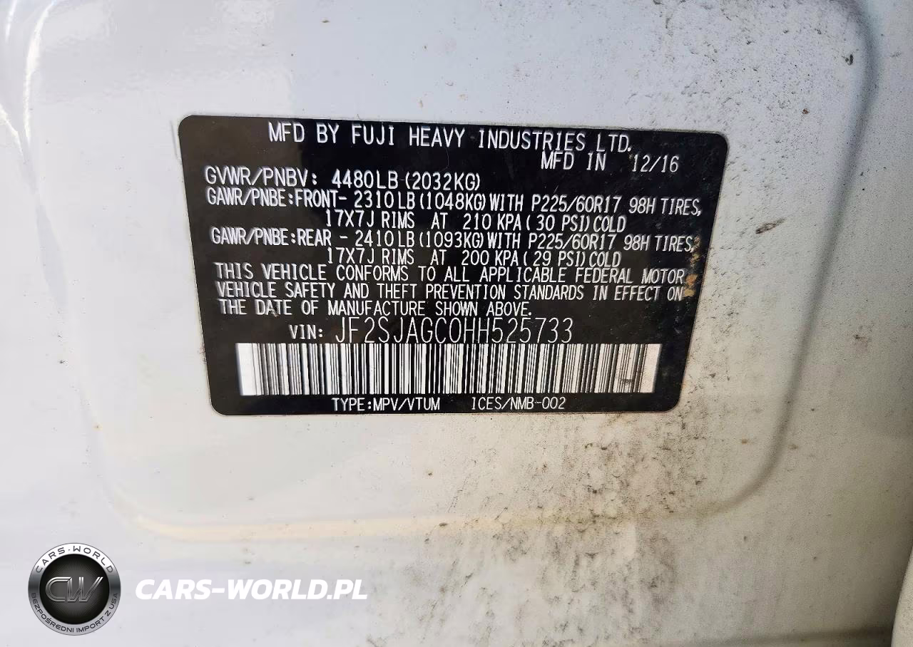 2017 Subaru Forester 2.5I Premium VIN:JF2SJAGC0HH525733 - 13