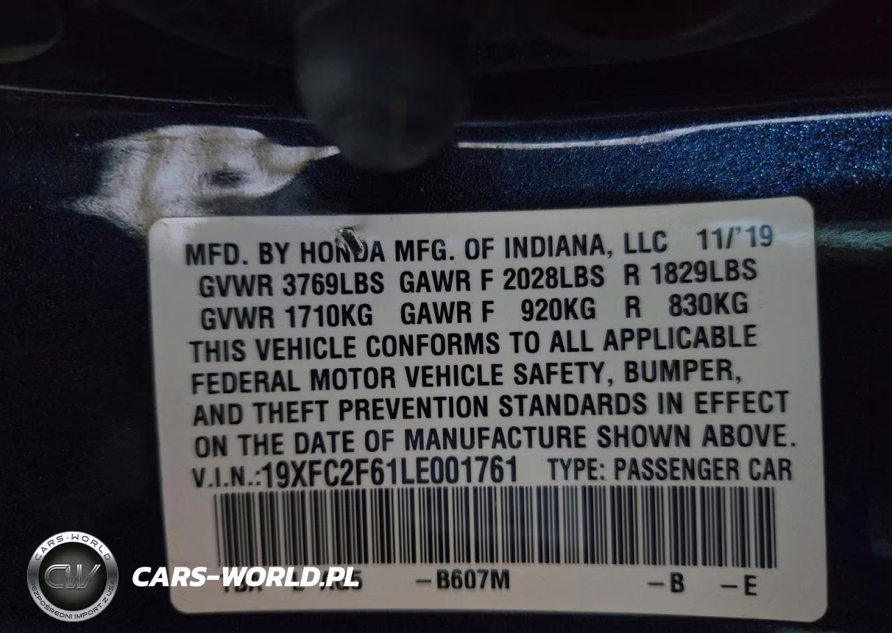 2020 Honda Civic Lx VIN:19XFC2F61LE001761 - 12