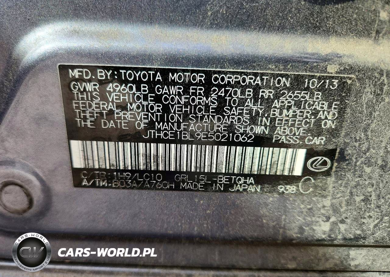 2014 Lexus Gs 350 VIN:JTHCE1BL9E5021062 - 12