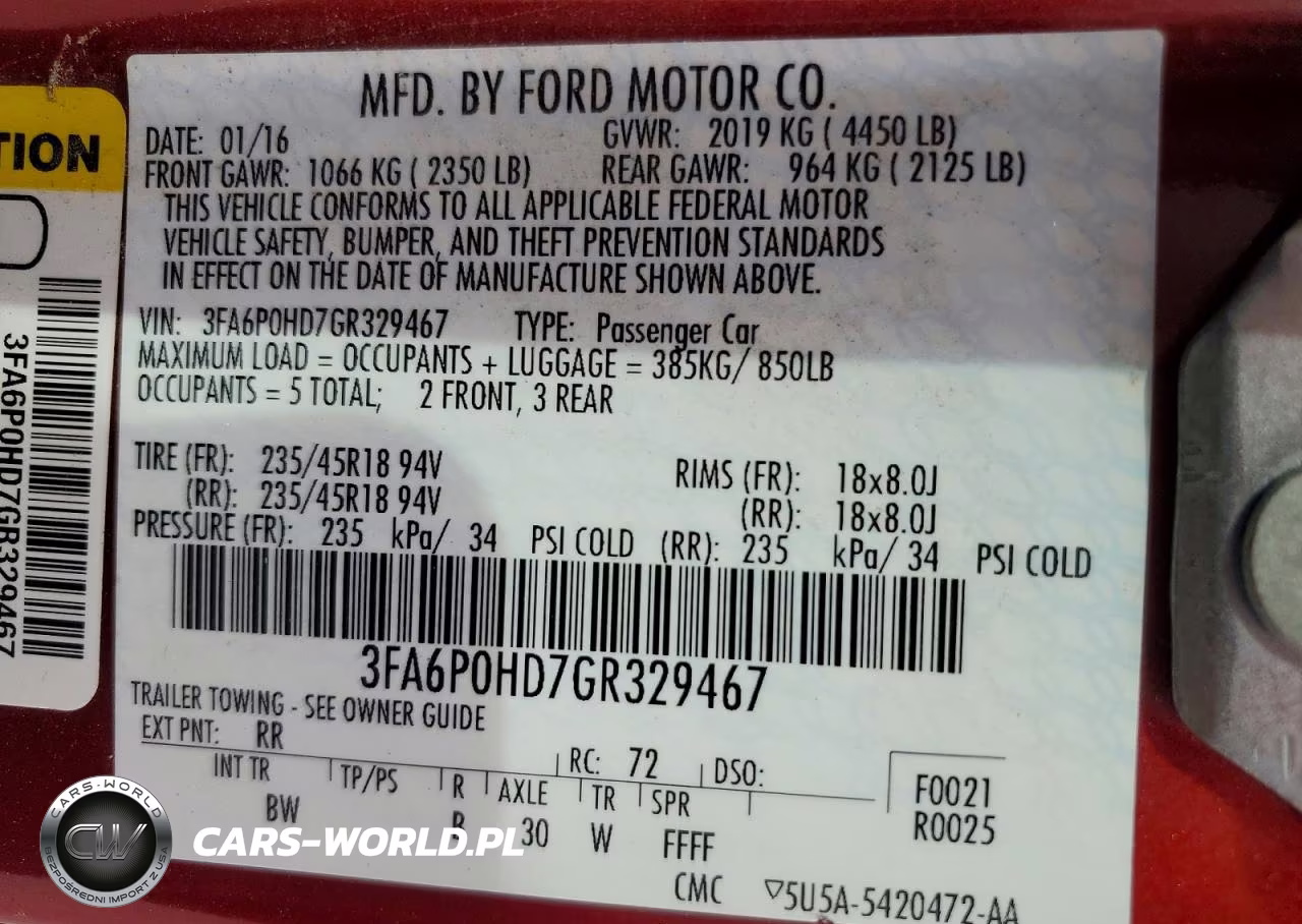 FORD FUSION VIN:3FA6P0HD7GR329467 - 12