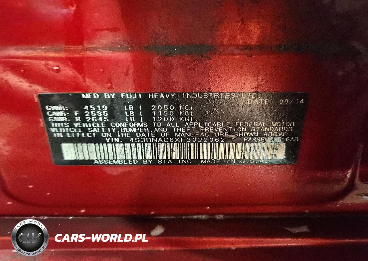 2015 Subaru Legacy 2.5I Premium VIN:4S3BNAC6XF3022062 - 12