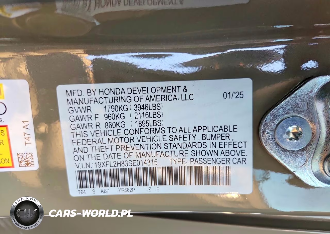 2025 Honda Civic Sport VIN:19XFL2H83SE014315 - 12