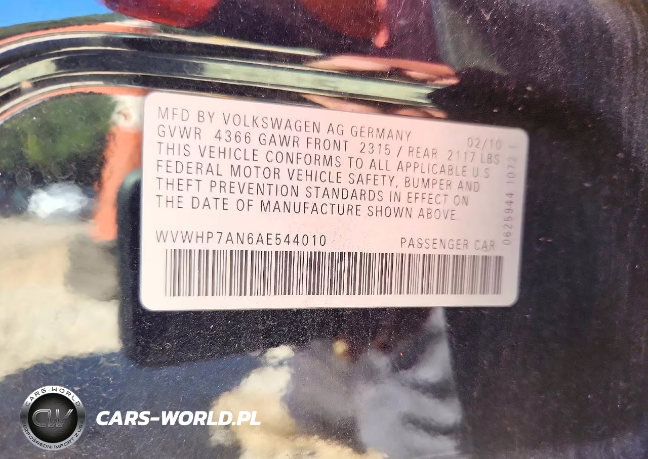 2010 Volkswagen Cc Luxury VIN:WVWHP7AN6AE544010 - 12