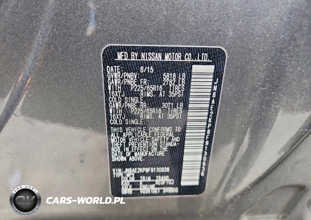 2015 Nissan Quest 3.5 Sv VIN:JN8AE2KP8F9130936 - 13