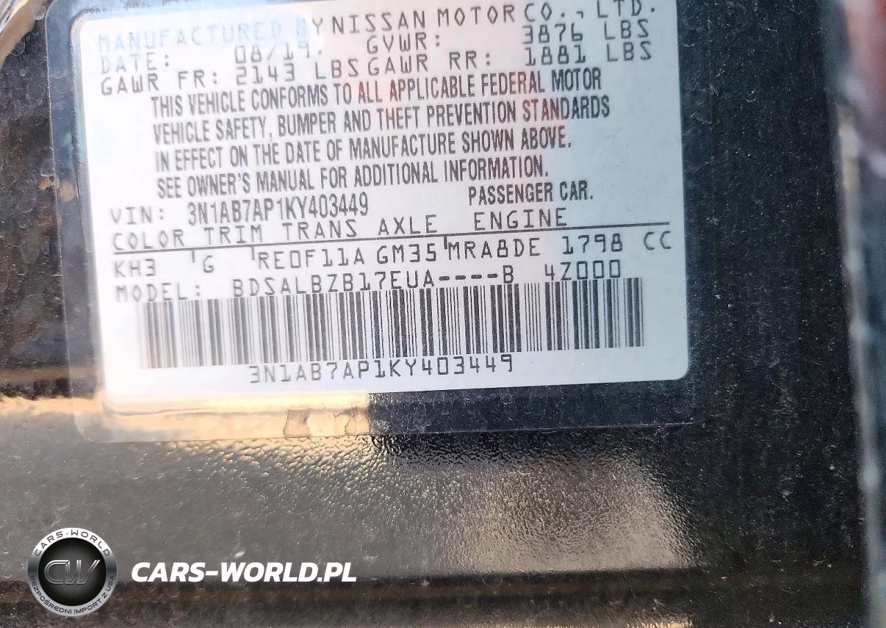 2019 Nissan Sentra S VIN:3N1AB7AP1KY403449 - 12