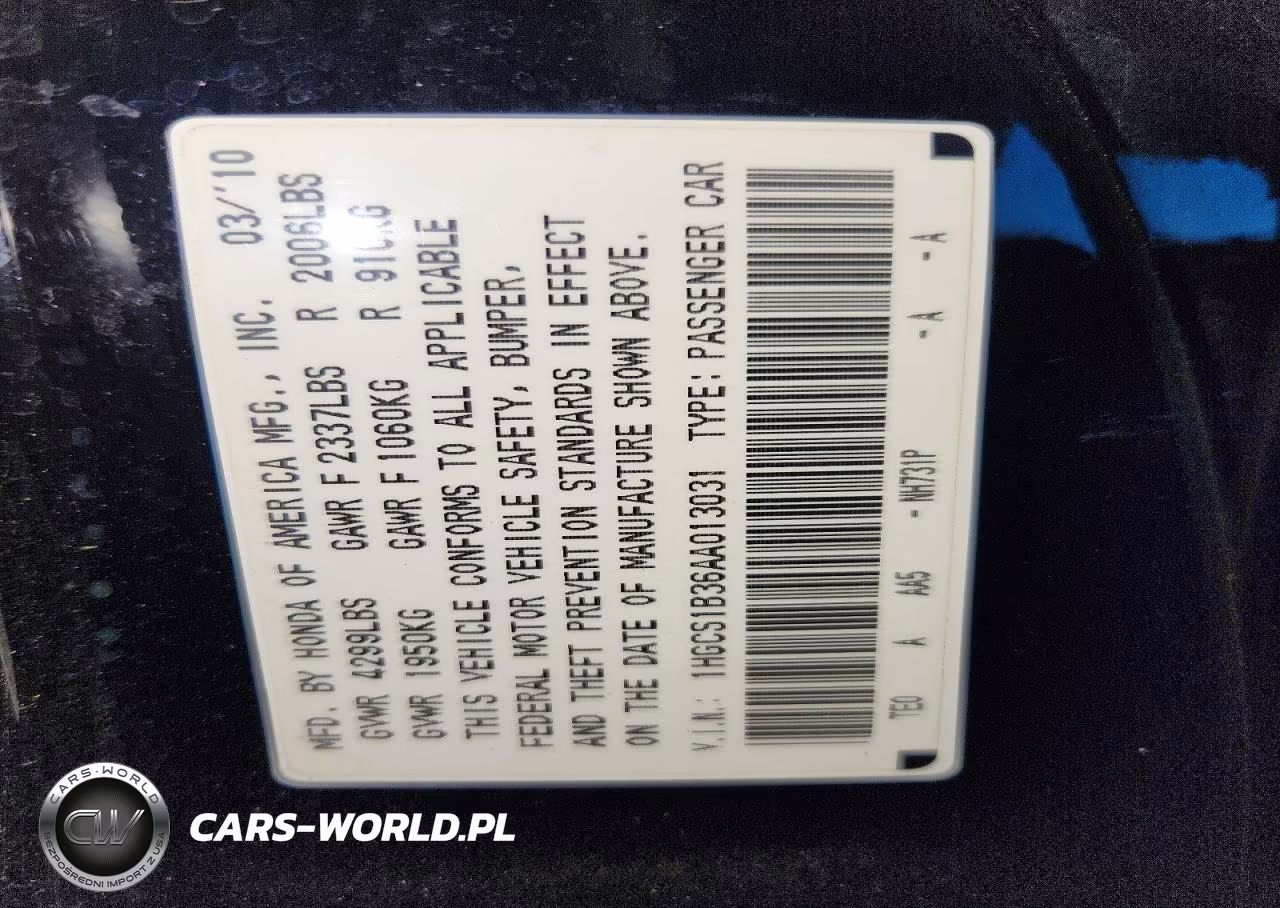 2010 Honda Accord Lx VIN:1HGCS1B36AA013031 - 12