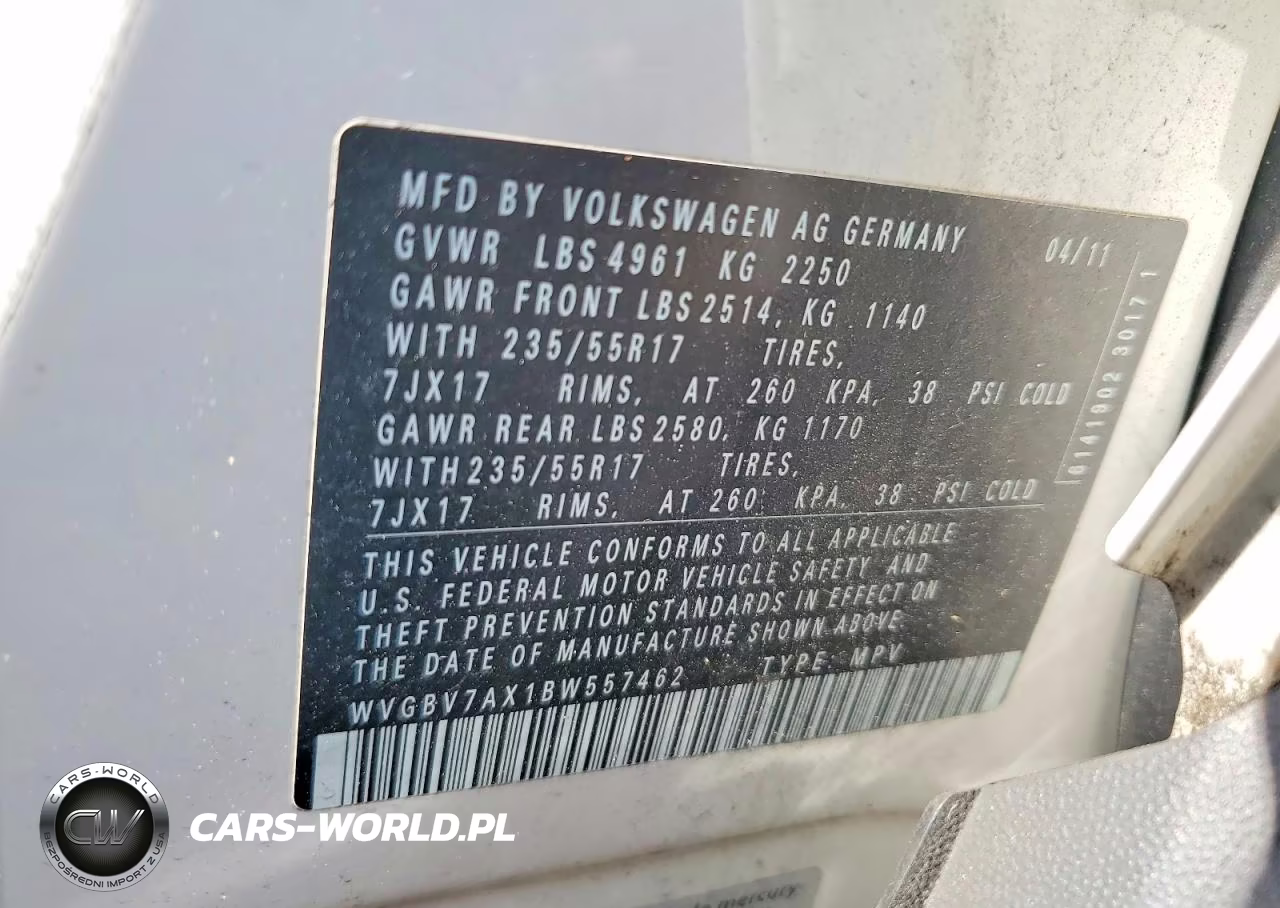 2011 Volkswagen Tiguan S VIN:WVGBV7AX1BW557462 - 12