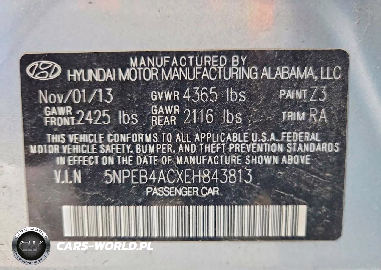 2014 Hyundai Sonata Gls VIN:5NPEB4ACXEH843813 - 12