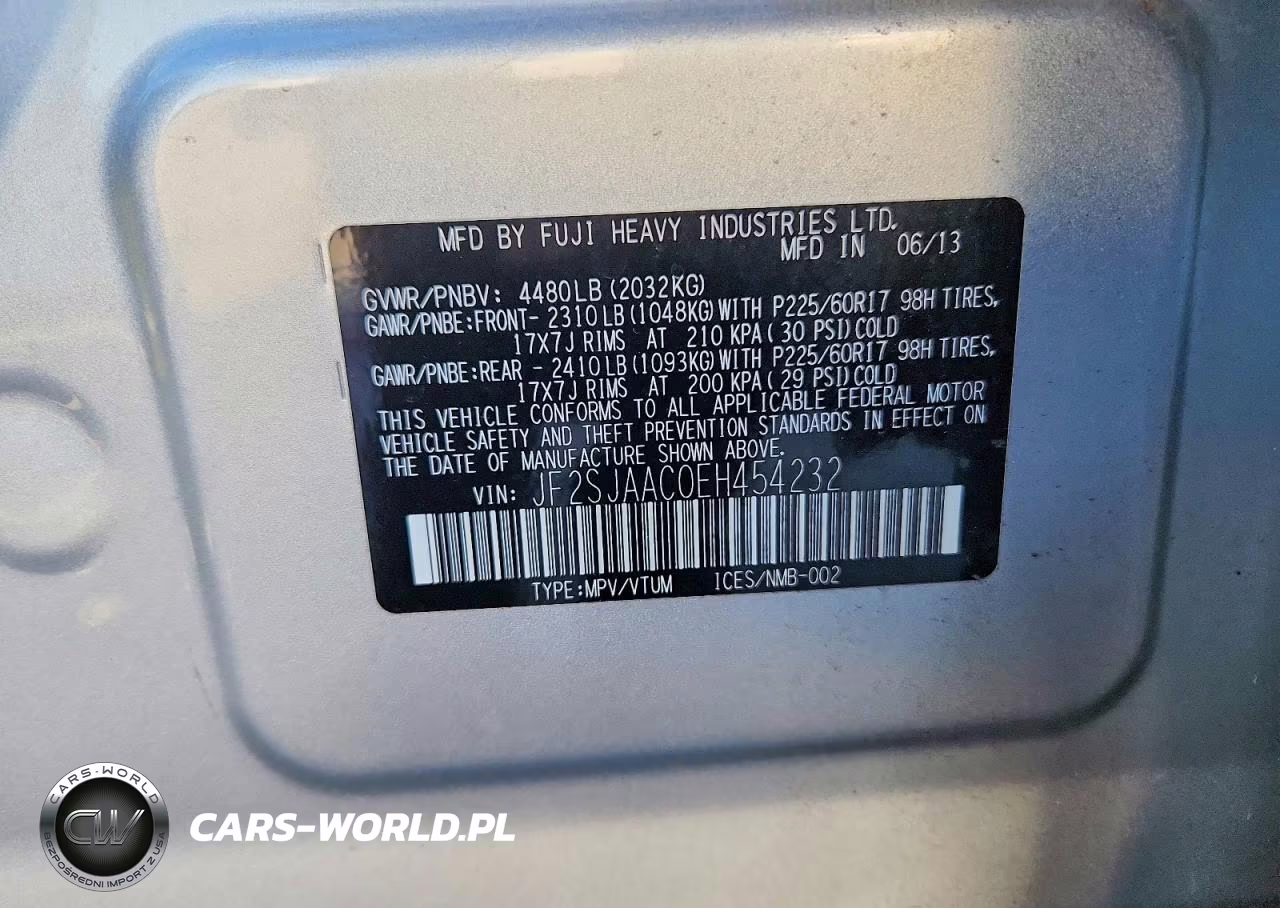 2014 Subaru Forester 2.5I VIN:JF2SJAAC0EH454232 - 13