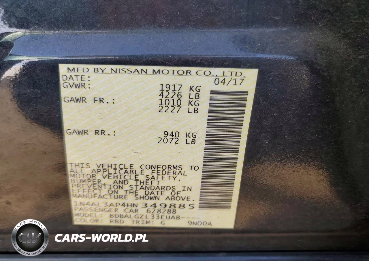 2017 Nissan Altima 2.5 S VIN:1N4AL3AP4HN349885 - 12