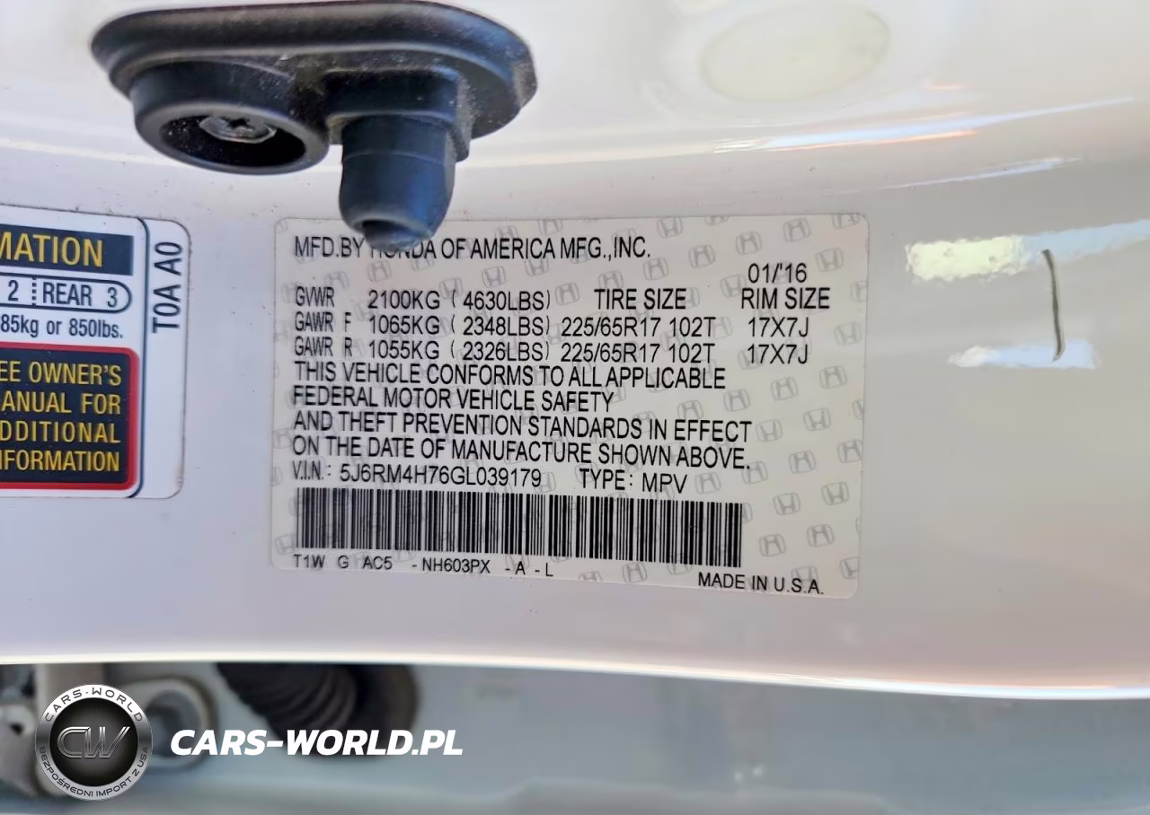 2016 Honda Cr-V Ex-L VIN:5J6RM4H76GL039179 - 13