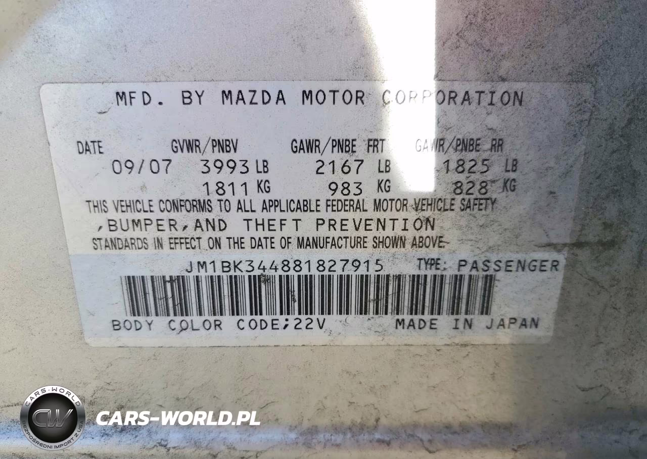 2008 Mazda 3 Hatchback VIN:JM1BK344881827915 - 12