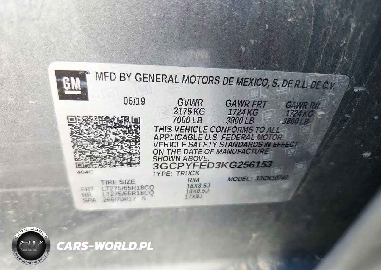 2019 Chevrolet Silverado K1500 Lt Trail Boss VIN:3GCPYFED3KG256153 - 12