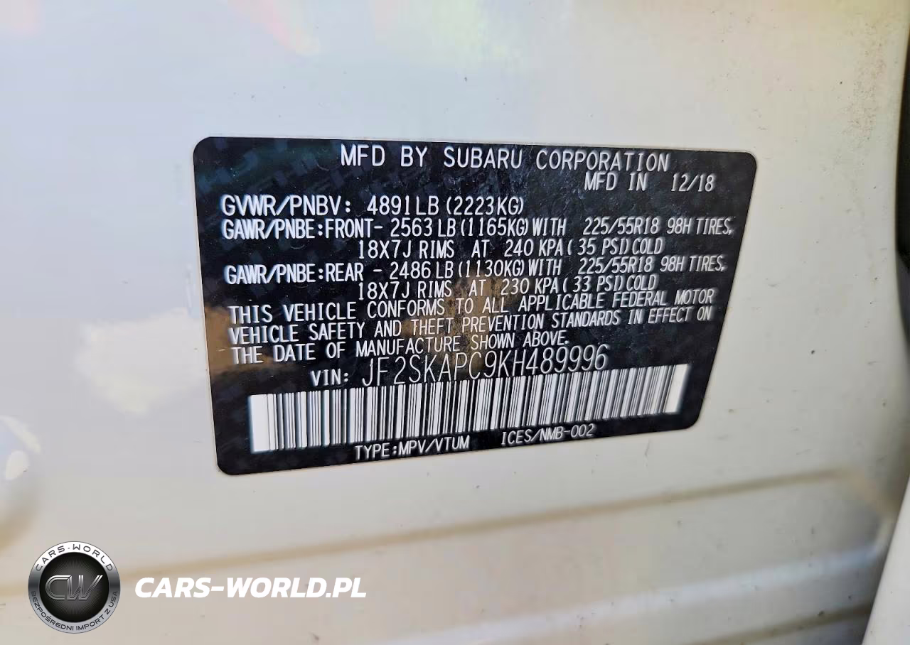 2019 Subaru Forester Sport VIN:JF2SKAPC9KH489996 - 13