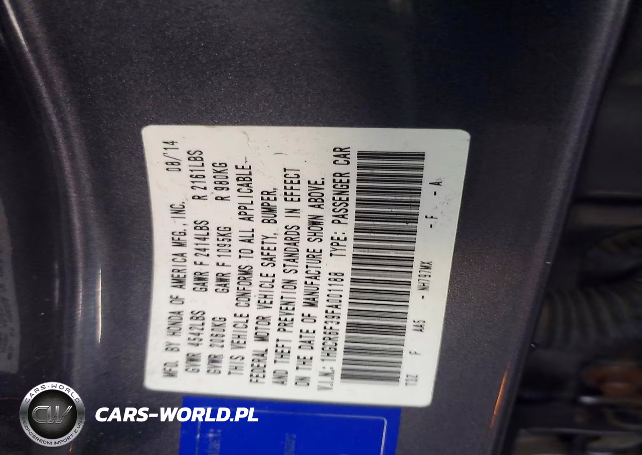 2015 Honda Accord Hybrid VIN:1HGCR6F39FA001188 - 12