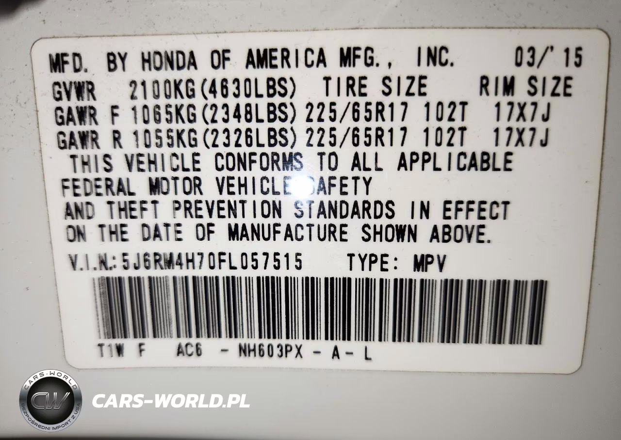 2015 Honda Cr-V Exl VIN:5J6RM4H70FL057515 - 12