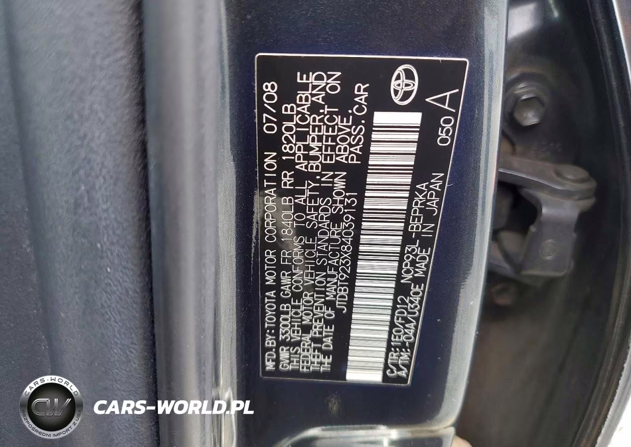 2008 Toyota Yaris Base VIN:JTDBT923X84039131 - 12