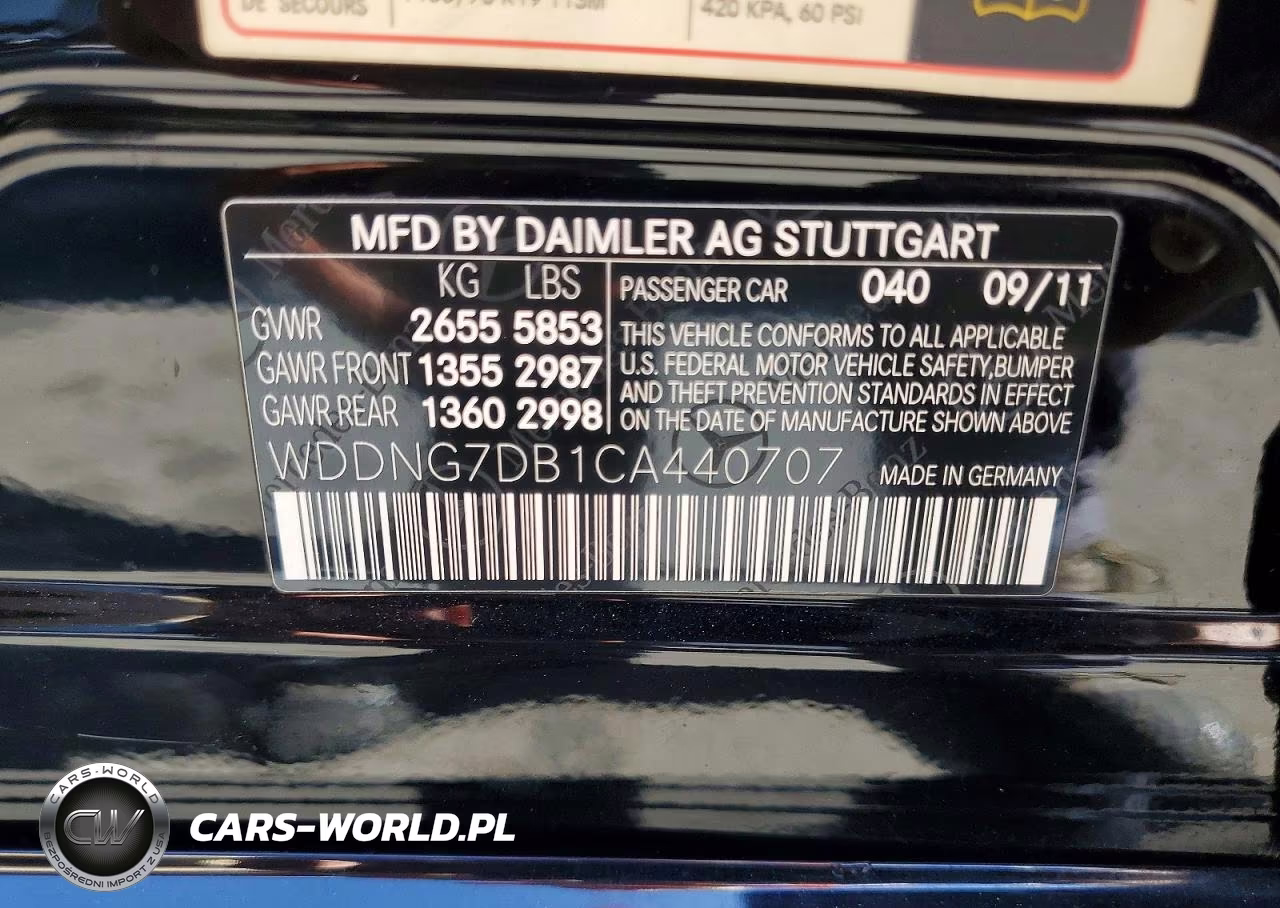 2012 MERCEDES-BENZ S 550 VIN:WDDNG7DB1CA440707 - 12