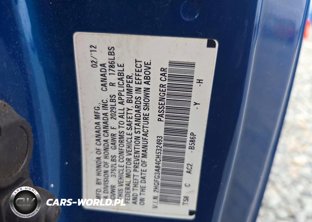 2012 Honda Civic Ex VIN:2HGFG3A84CH532493 - 13
