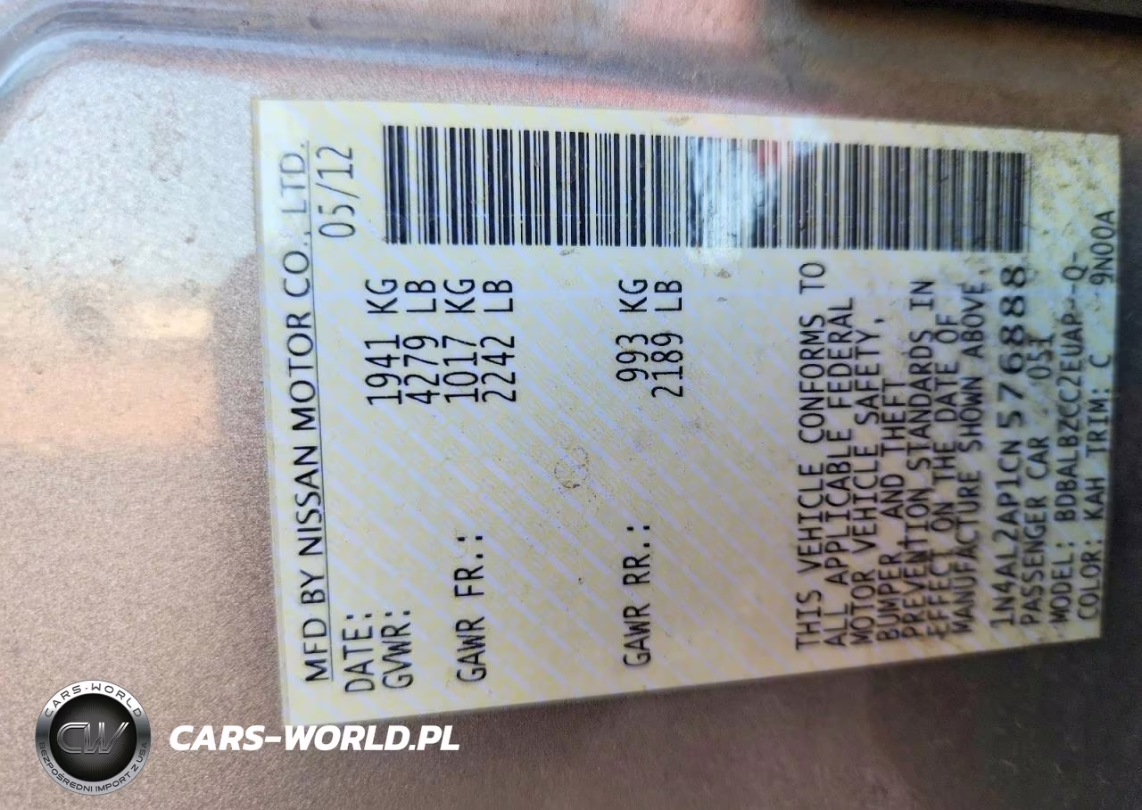 2012 Nissan Altima 2.5 VIN:1N4AL2AP1CN576888 - 13