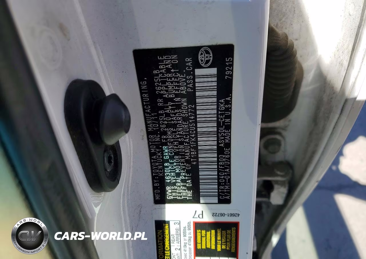 2012 Toyota Camry Xle VIN:4T1BF1FK4CU514772 - 12