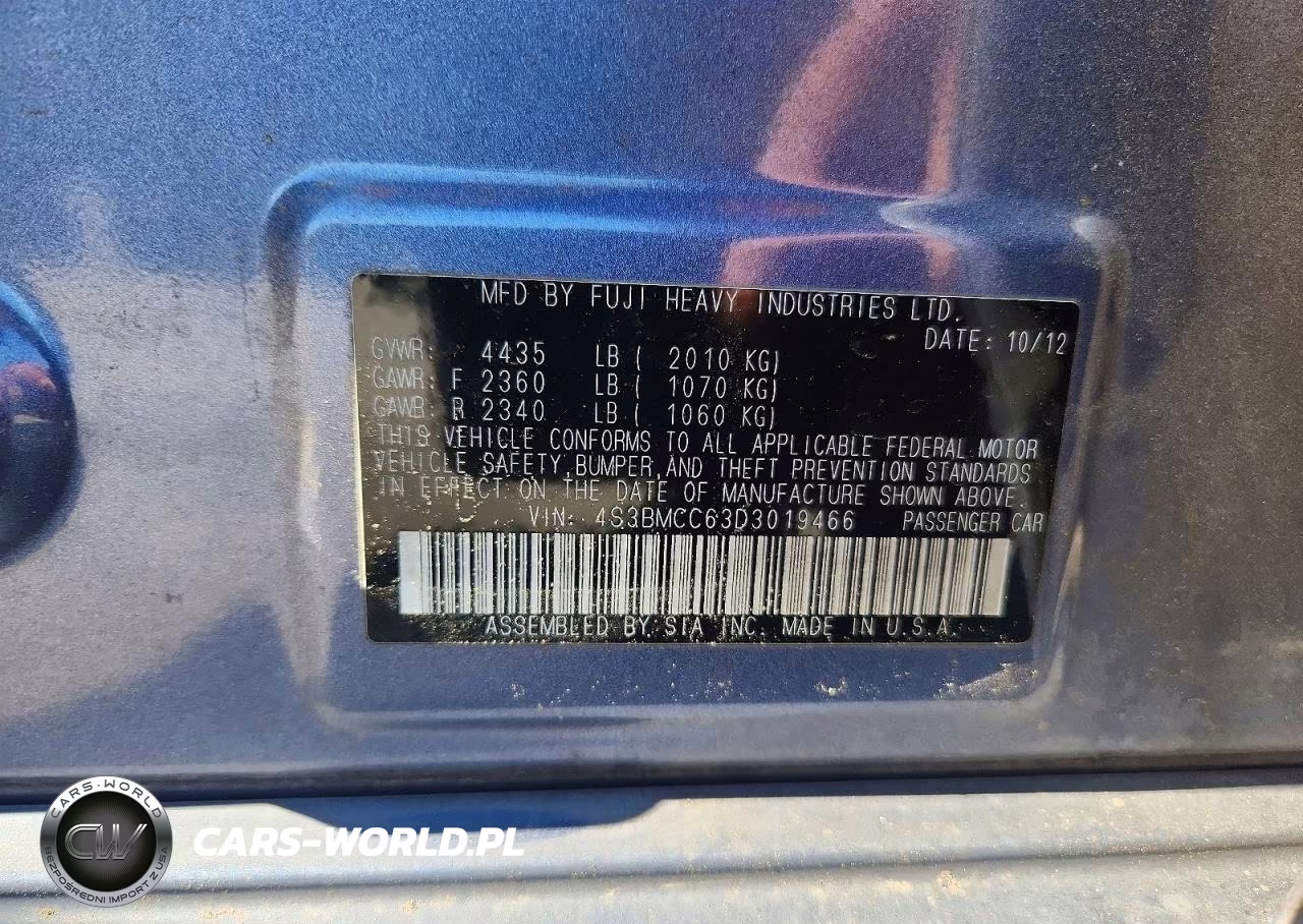 2013 Subaru Legacy 2.5I Premium VIN:4S3BMCC63D3019466 - 13