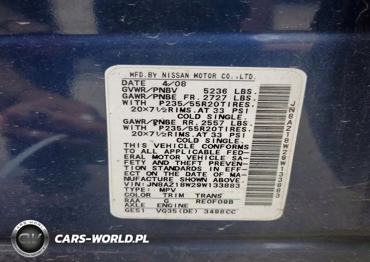 2009 Nissan Murano S VIN:JN8AZ18W29W133883 - 14