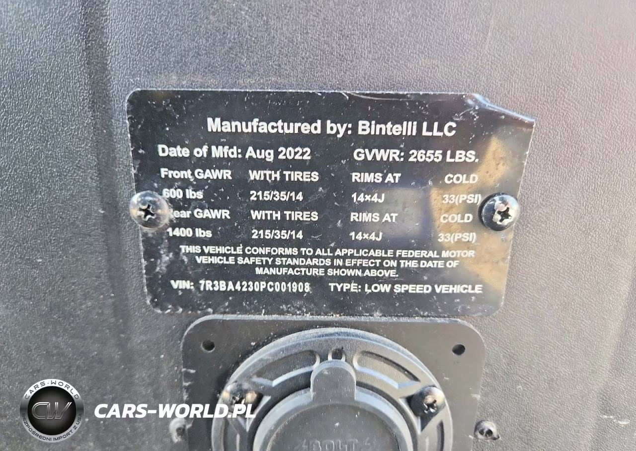 2023 Bintelli Golf Cart VIN:7R3BA4230PC001908 - 10