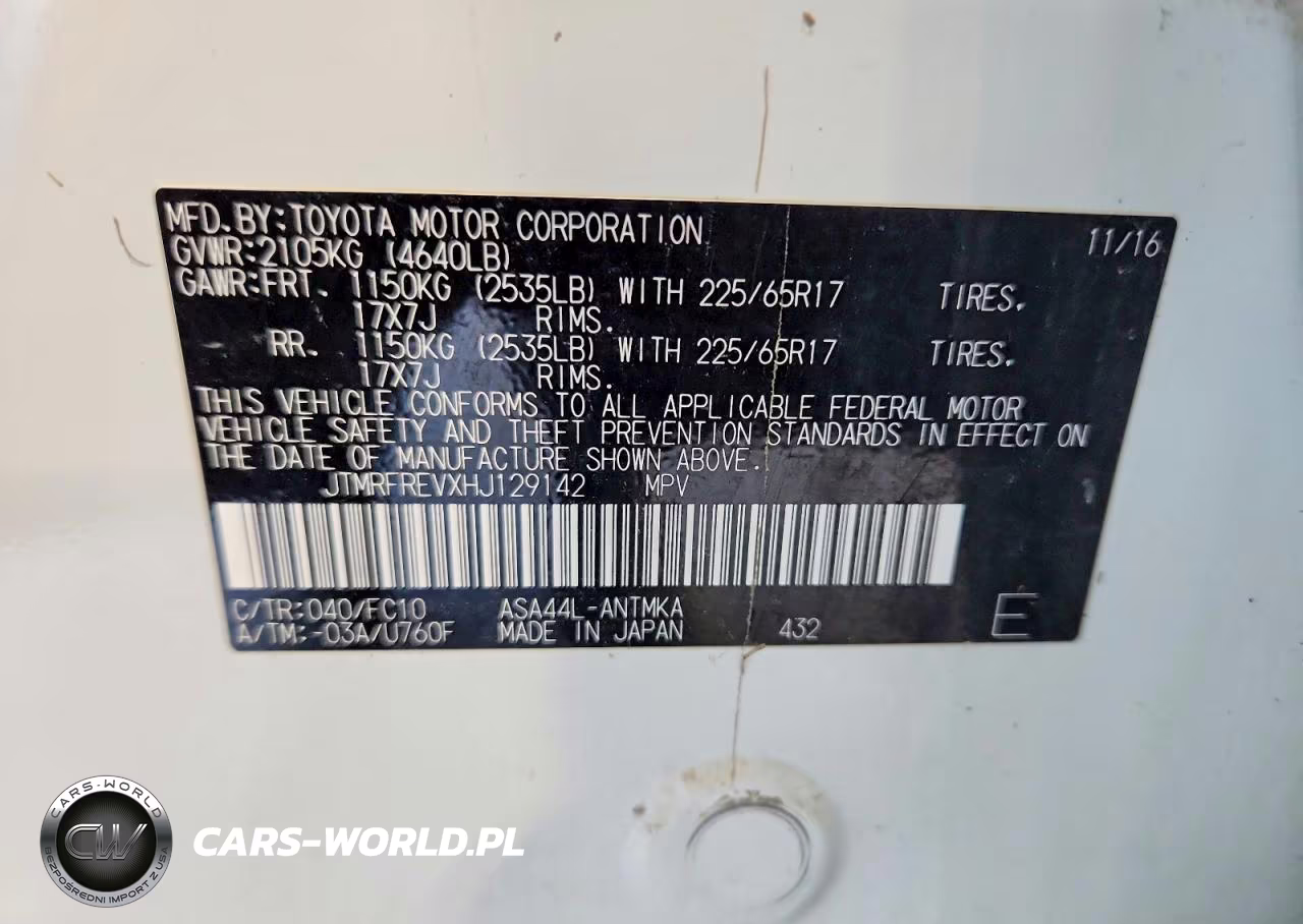 2017 Toyota Rav4 Xle VIN:JTMRFREVXHJ129142 - 14
