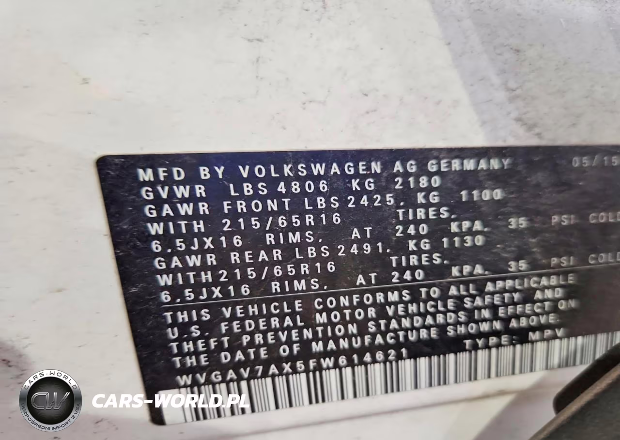 2015 Volkswagen Tiguan S VIN:WVGAV7AX5FW614621 - 13