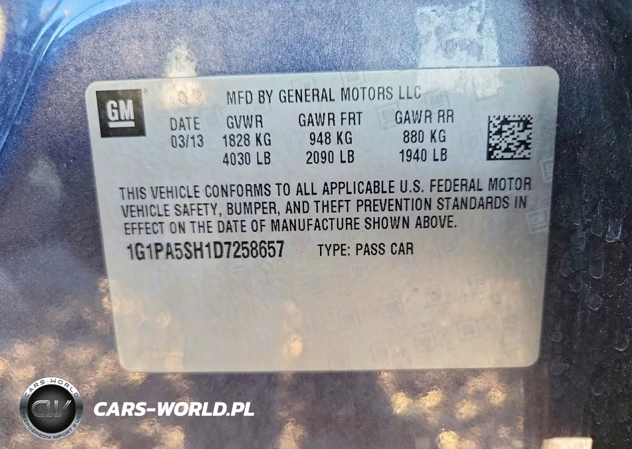 2013 Chevrolet Cruze Ls VIN:1G1PA5SH1D7258657 - 12