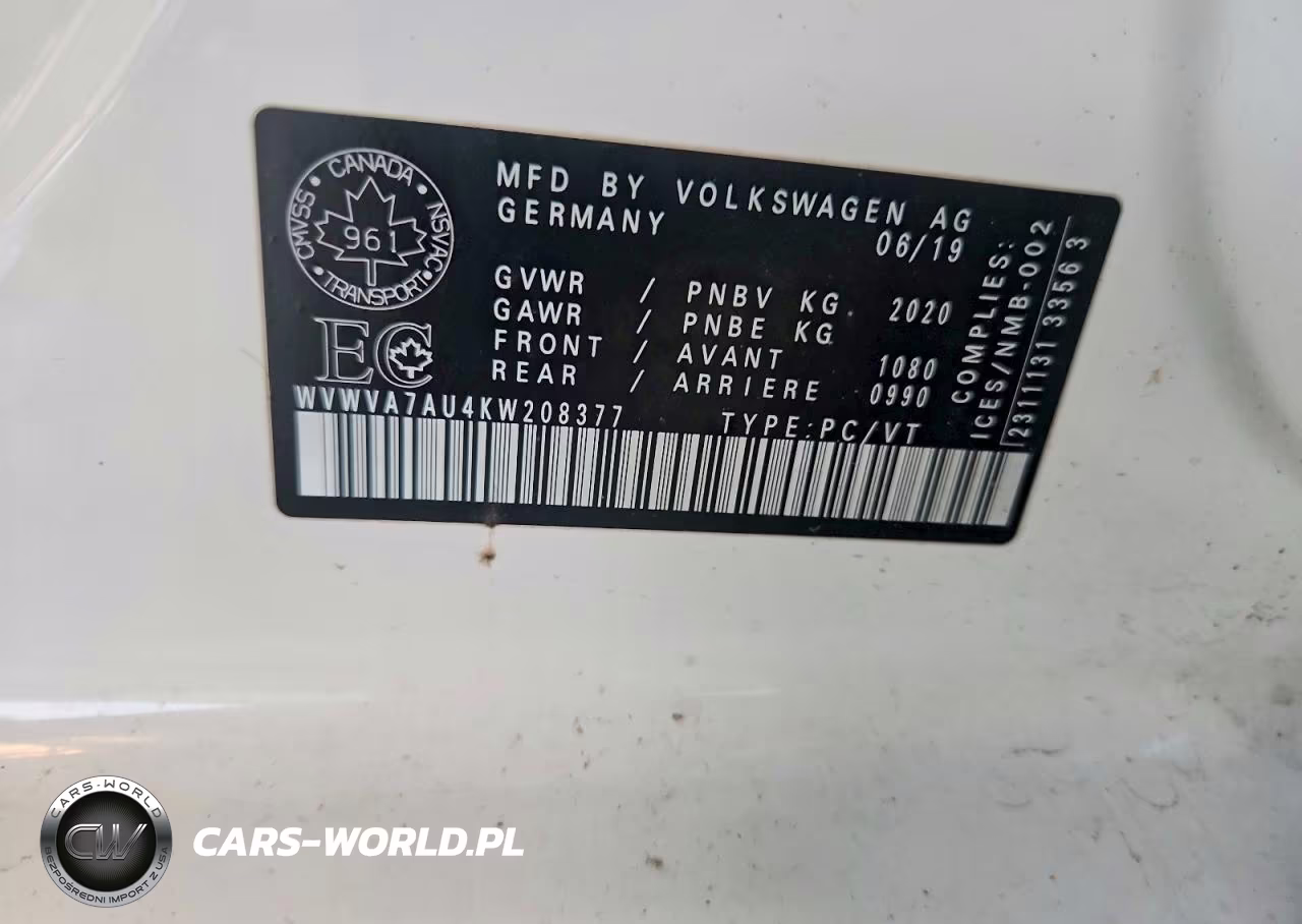 2019 Volkswagen Golf R VIN:WVWVA7AU4KW208377 - 12
