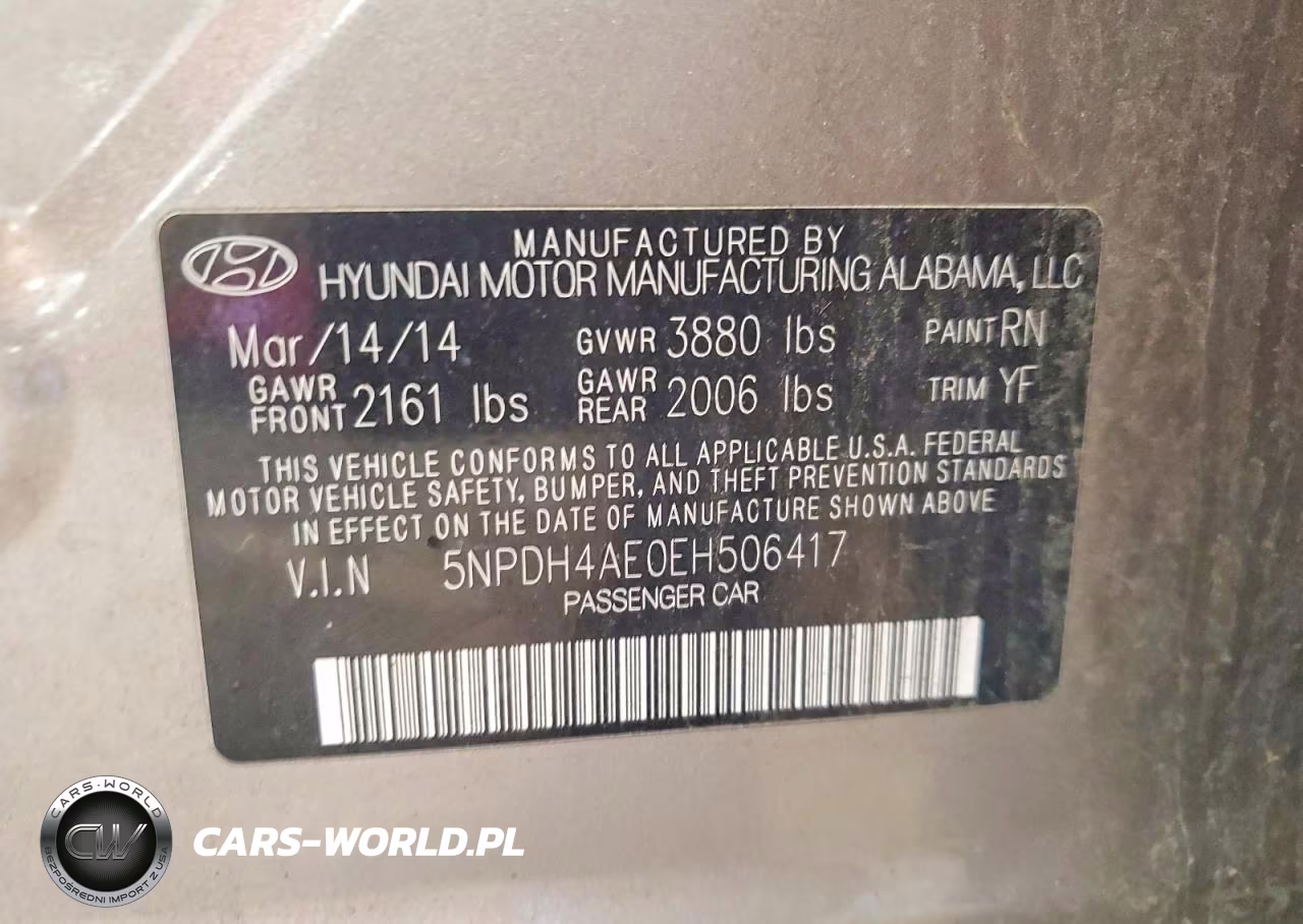 2014 Hyundai Elantra Se VIN:5NPDH4AE0EH506417 - 12