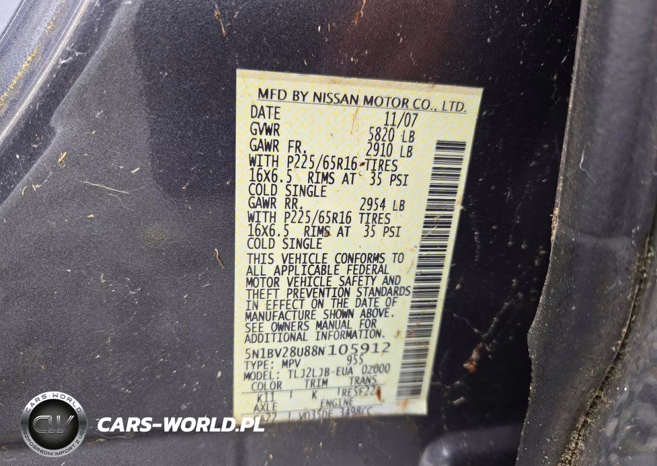 2008 Nissan Quest 3.5 VIN:5N1BV28U88N105912 - 13