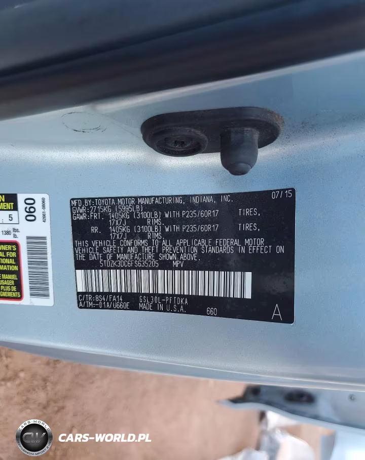 2015 Toyota Sienna L 7-Passenger VIN:5TDZK3DC6FS635205 - 14