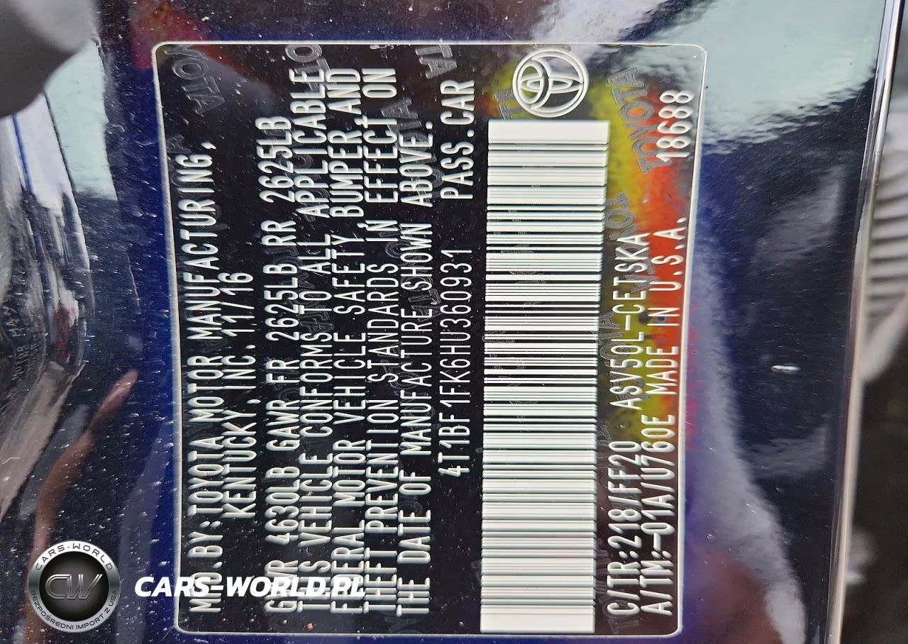2017 Toyota Camry Se VIN:4T1BF1FK6HU360931 - 12