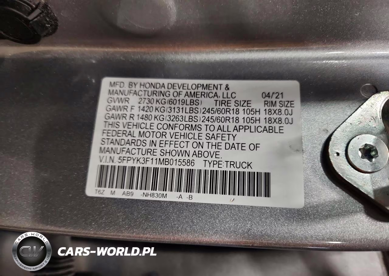 2021 Honda Ridgeline Sport VIN:5FPYK3F11MB015586 - 12
