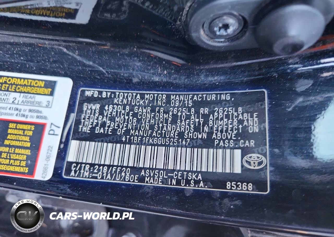 2016 Toyota Camry Se VIN:4T1BF1FK6GU525147 - 12