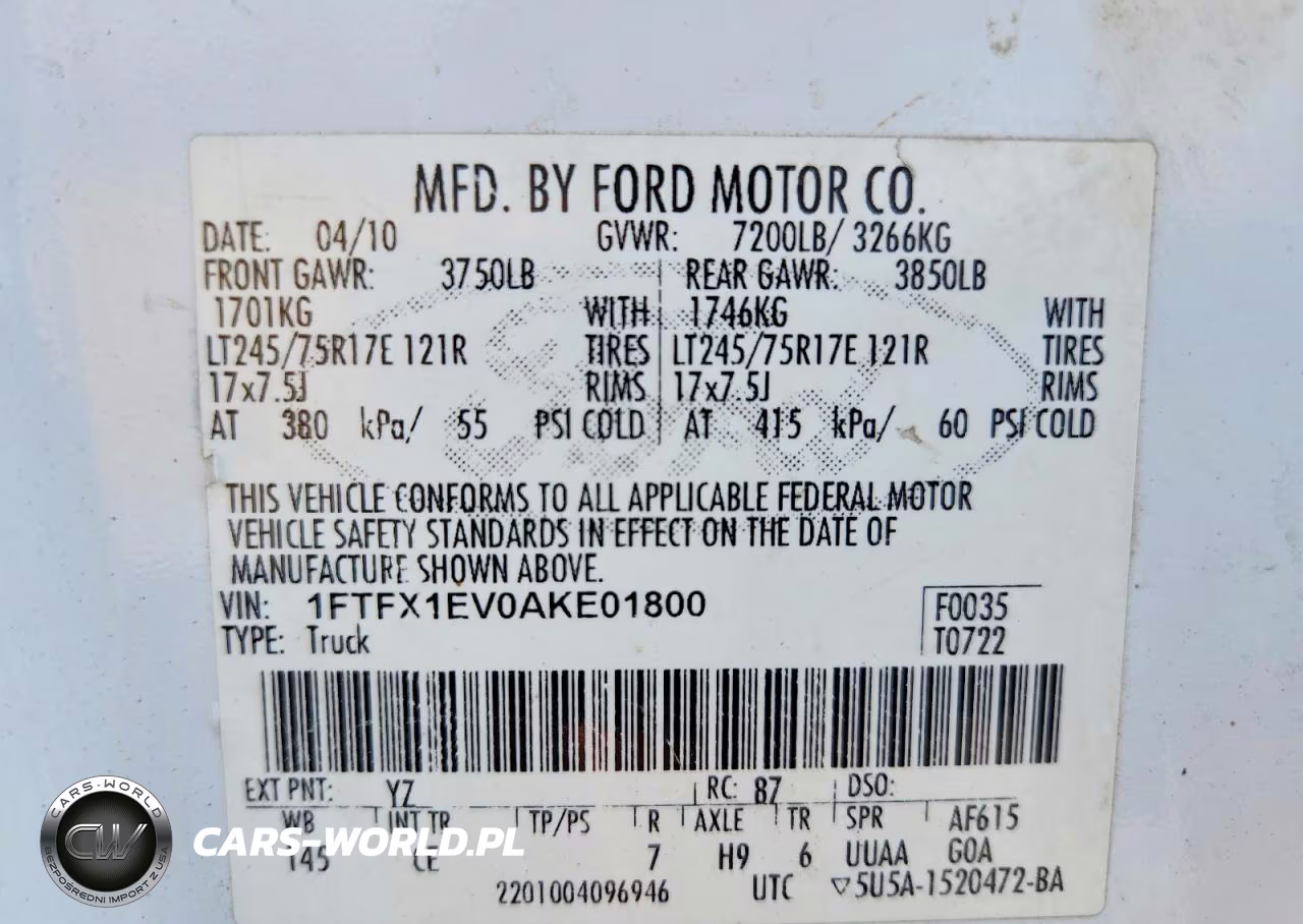 2010 Ford F150 Super Cab VIN:1FTFX1EV0AKE01800 - 12