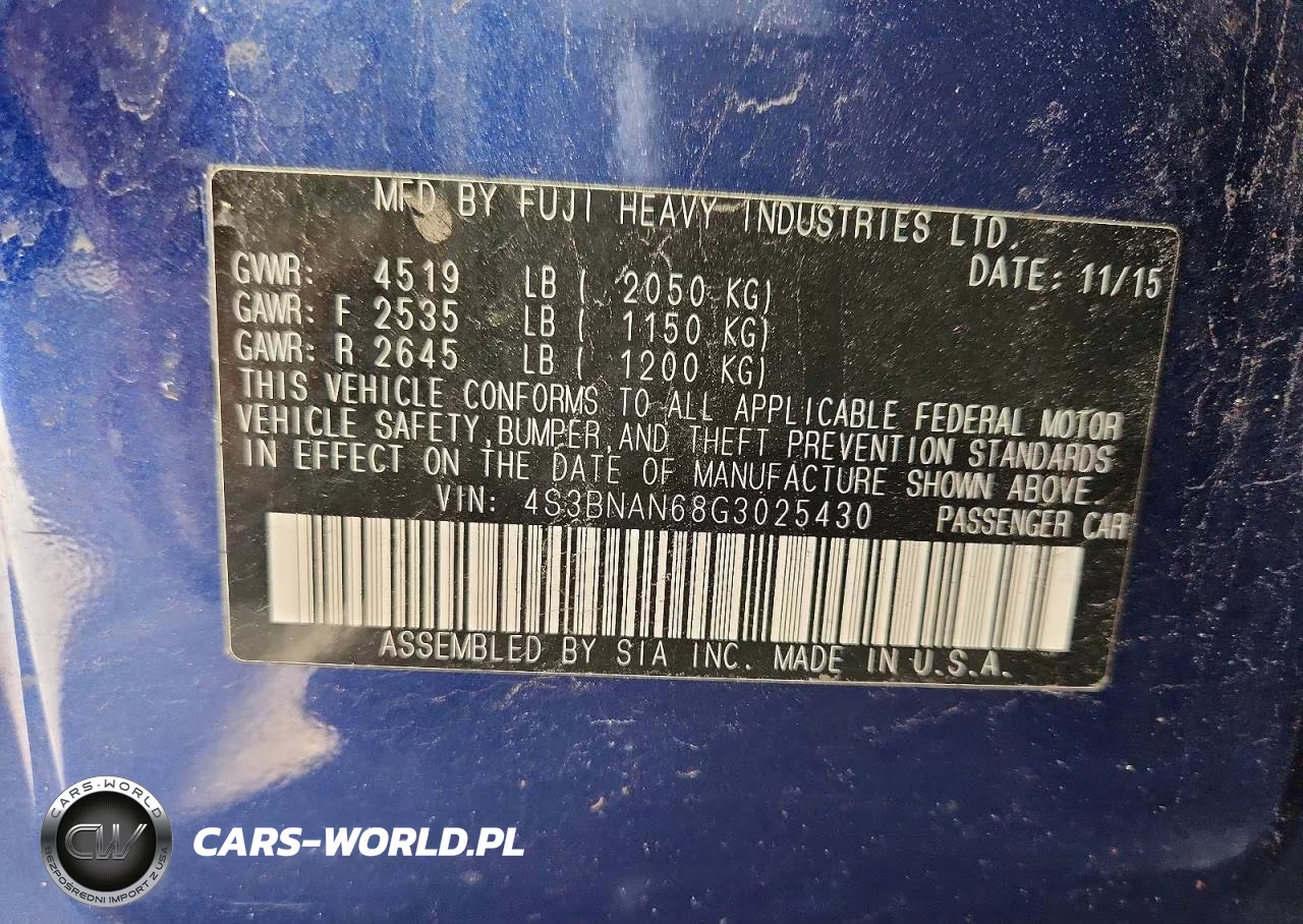 2016 Subaru Legacy 2.5I Limited VIN:4S3BNAN68G3025430 - 12