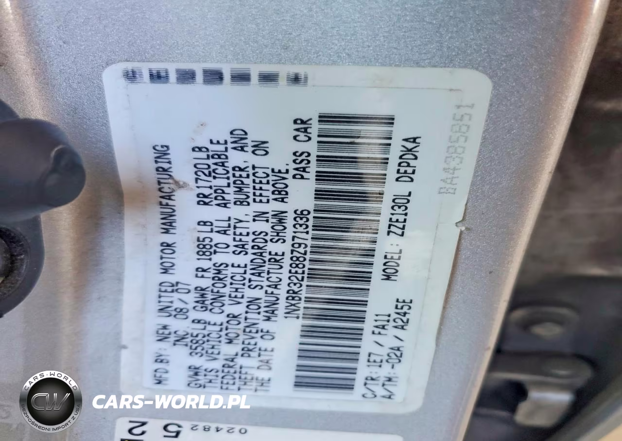 2008 Toyota Corolla Ce VIN:1NXBR32E88Z971336 - 12