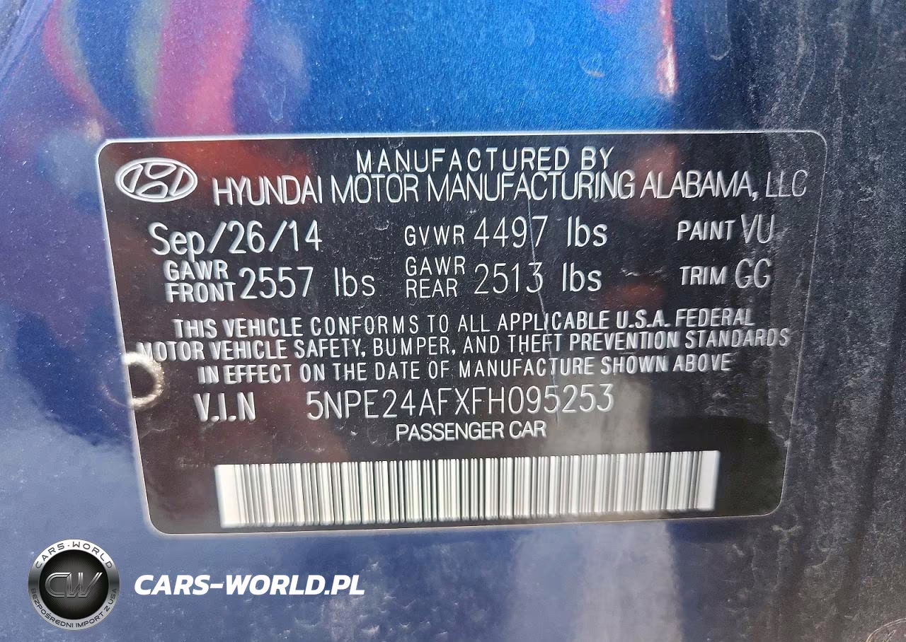 2015 Hyundai Sonata Se VIN:5NPE24AFXFH095253 - 12