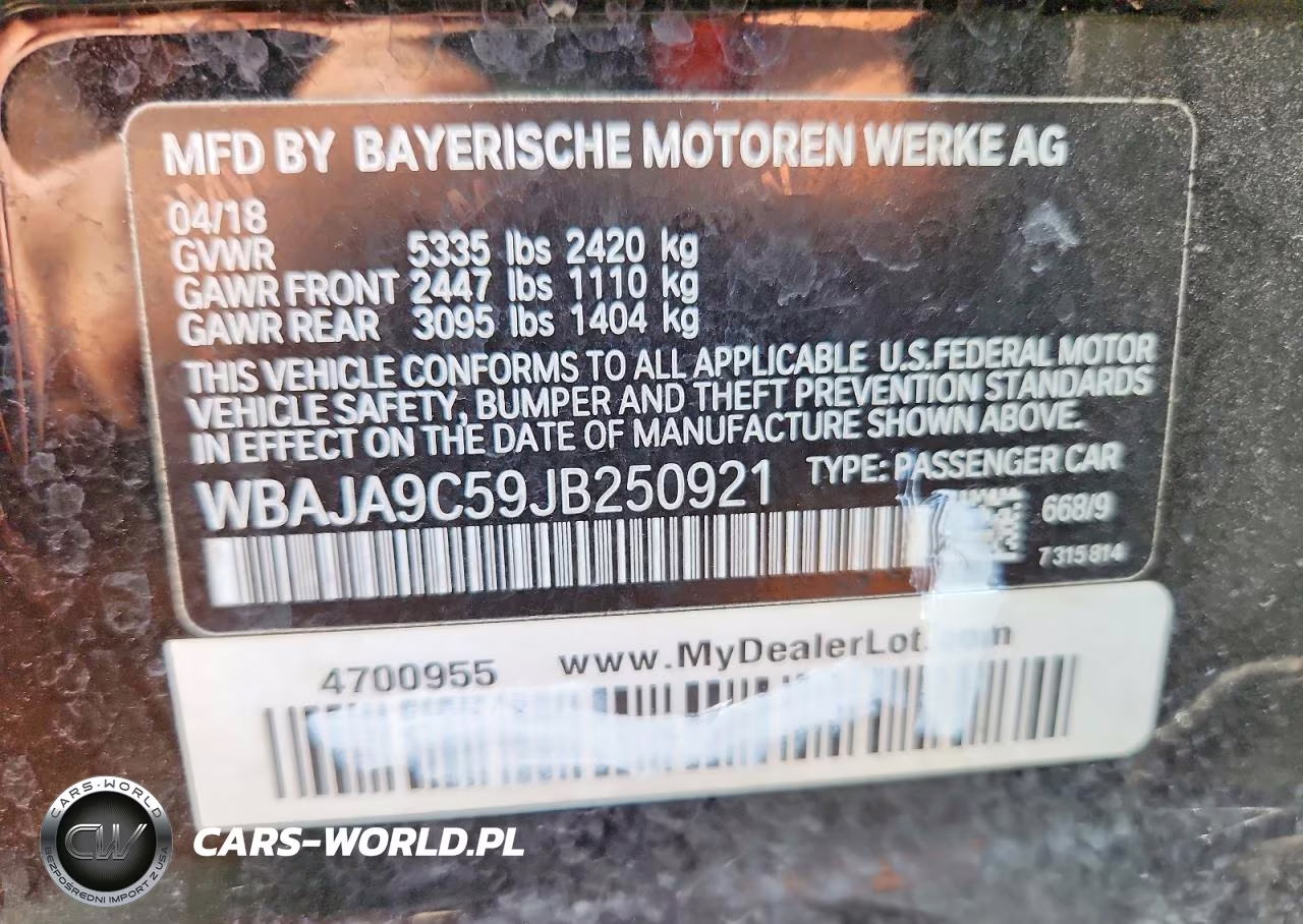 2018 BMW 530E VIN:WBAJA9C59JB250921 - 12