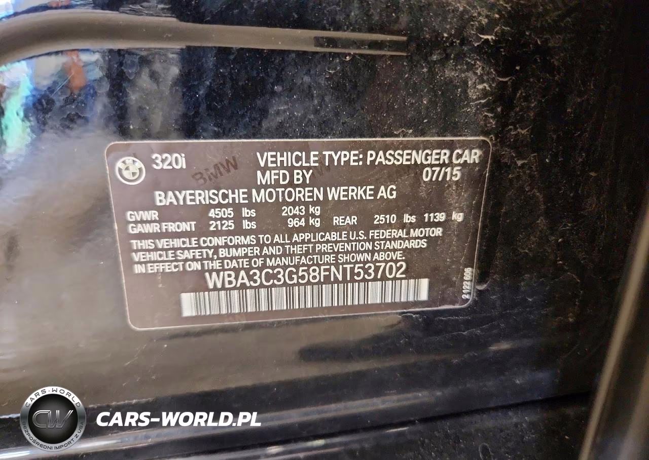 2015 BMW 320 I xDrive VIN:WBA3C3G58FNT53702 - 12