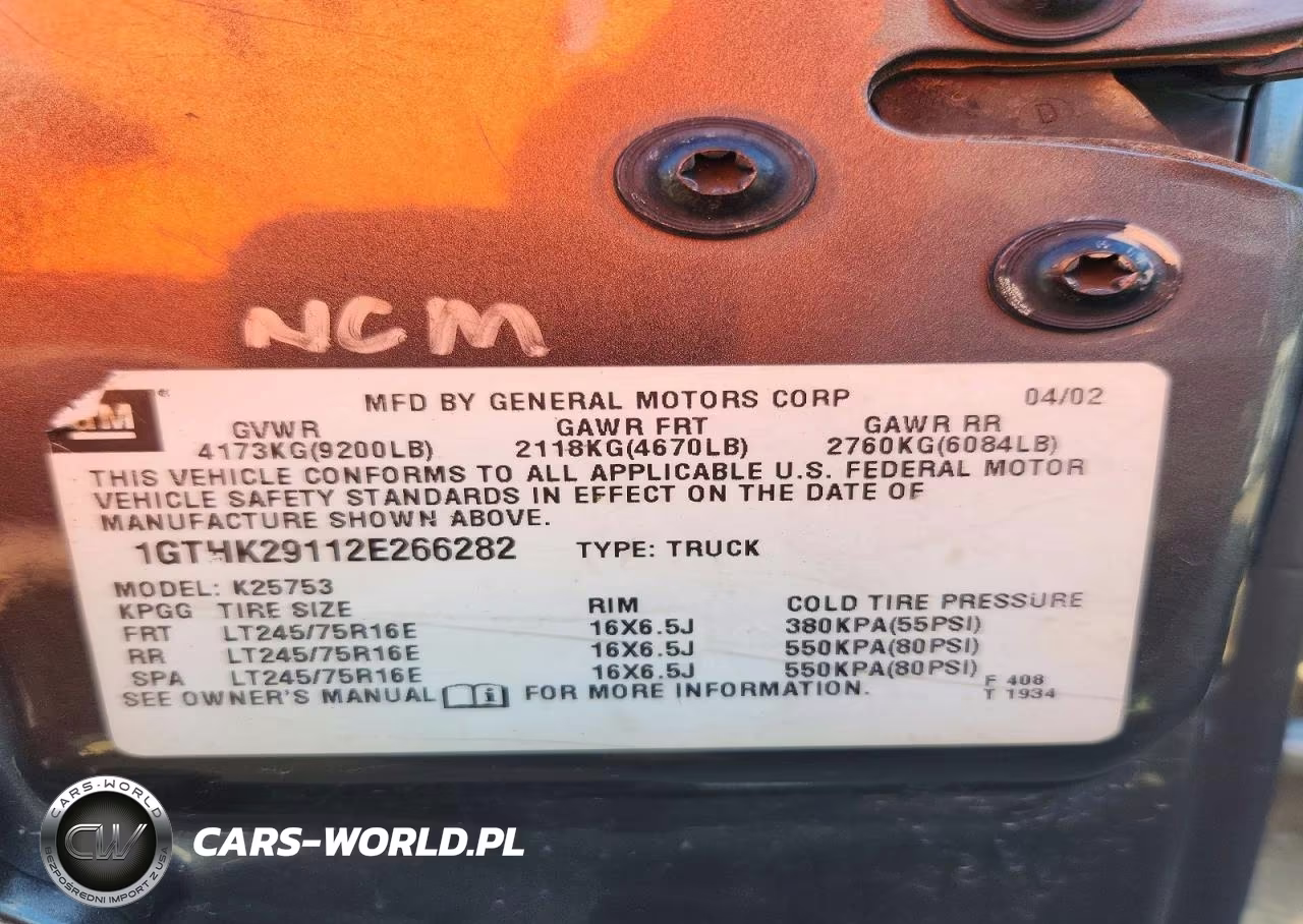 2002 GMC Sierra K2500 Heavy Duty VIN:1GTHK29112E266282 - 12