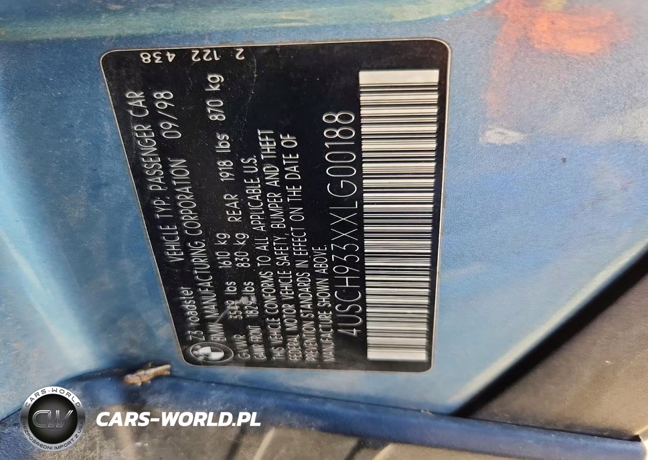 1999 BMW Z3 2.3 VIN:4USCH933XXLG00188 - 12