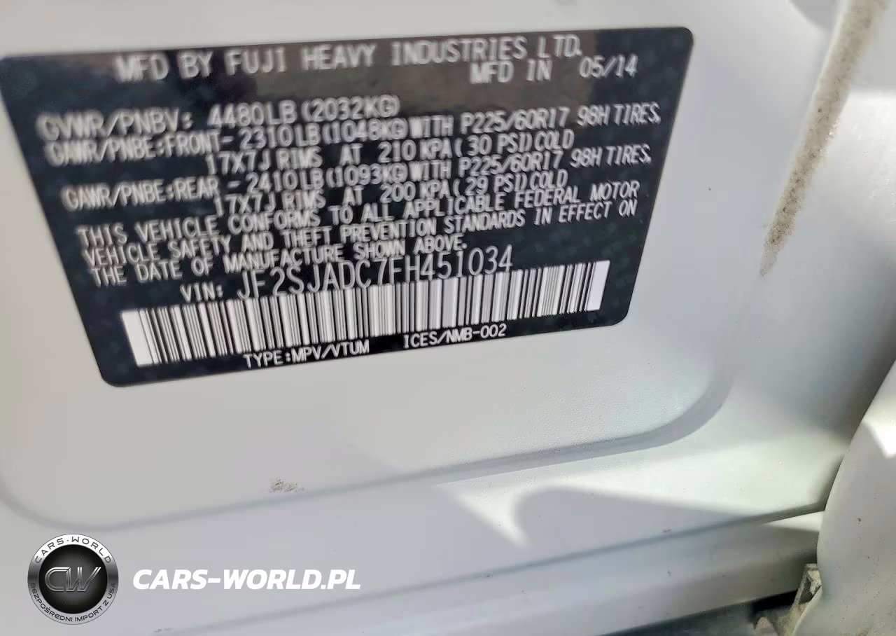 2015 Subaru Forester 2.5I Premium VIN:JF2SJADC7FH451034 - 12